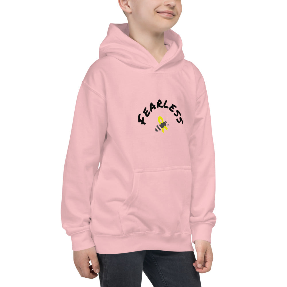 Kids Hoodie - Kids Cancer Awareness & Support -Fearless Yellow Cancer Bee Logo