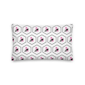 Cancer Awareness Pillow - Cancer Bee in Hive Logo with Graphic print back