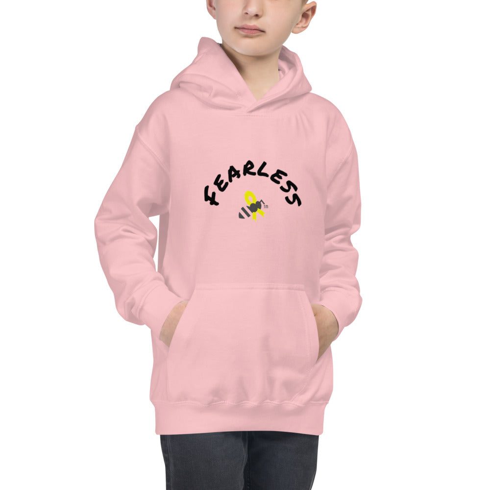 Kids Hoodie - Kids Cancer Awareness & Support -Fearless Yellow Cancer Bee Logo